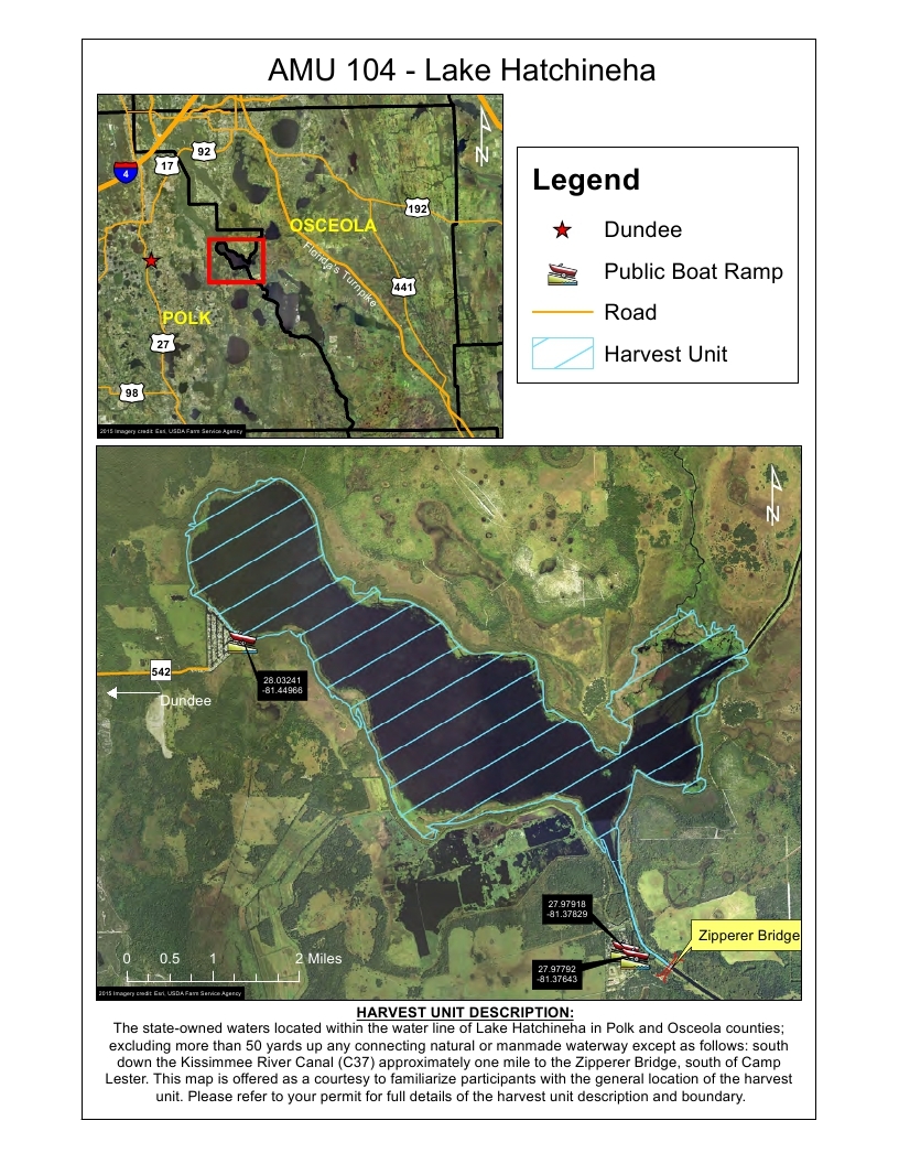 lake hatchineha harvest map